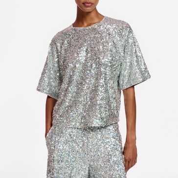 Essentiel Antwerp Ferras Sequinned Woven Top - UK 8