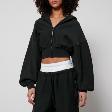 Alexander Wang Cropped Zip Up Hoodie With Branded Seam Label