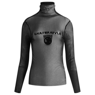 Jean Paul Gaultier Mesh Turtle Neck Flocked "Earth "