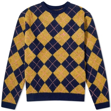 Awake NY Argyle Mohair Crew Knit