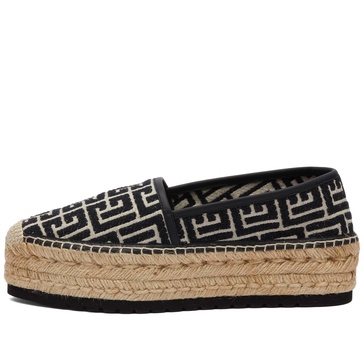 Balmain Monogram-Jacquard Round Toe Platform Espadrilles