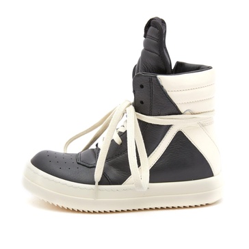 RICK OWENS GeoBasket High-Top Sneakers in Black and White