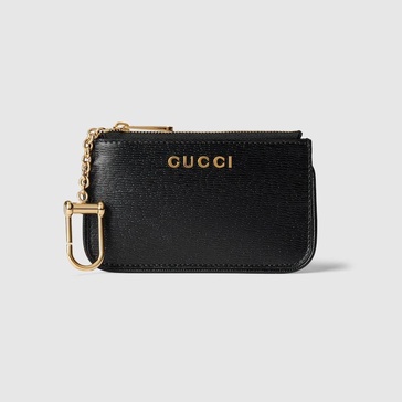 Zip key case with Gucci script