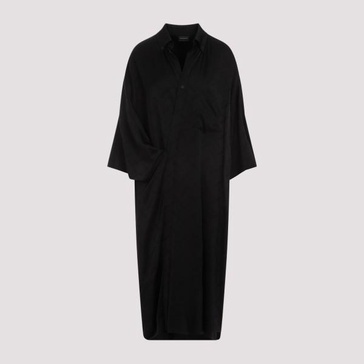 BALENCIAGA Stylish Black Short Sleeves Dress for Women - SS24 Collection