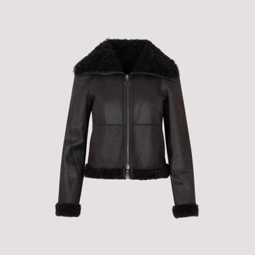 Shearling-Trimmed Leather Jacket