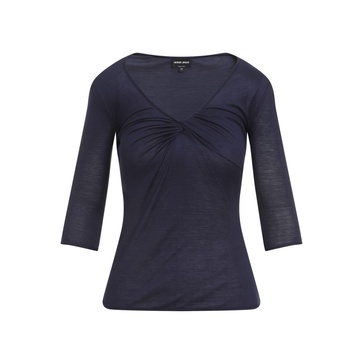 GIORGIO ARMANI Elegant Blue Viscose-Silk Pullover