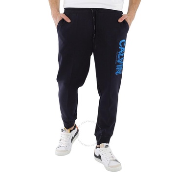 Calvin Klein Men's Blue Cotton-blend Logo Sweat Pants