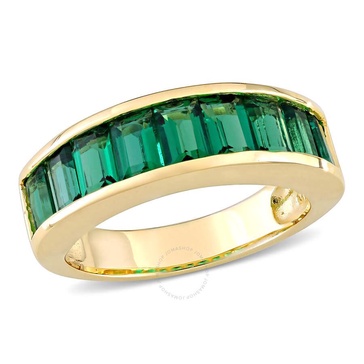 Amour 2 3/4 CT TGW Created Emerald Eternity Ring in Yellow Silver