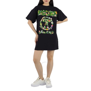 Moschino Floral Logo Print Oversized T-shirt Dress