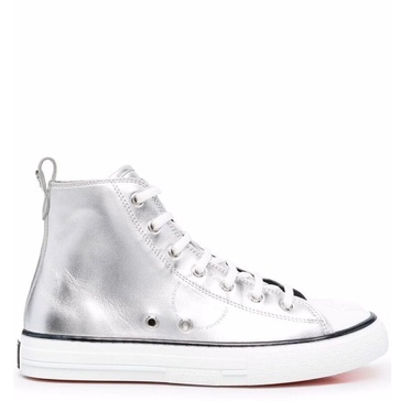 Philipp Plein Laminated Leather Hi-Top Sneakers Megastar