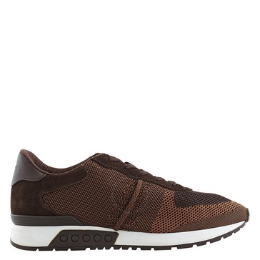 Tods Men's Dark Brown Leather and Mesh Running Sneakers