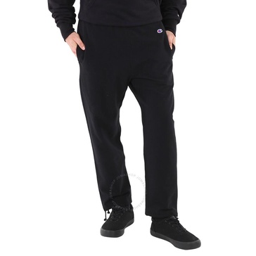 Champion Black Cotton Logo Long Sweatpants