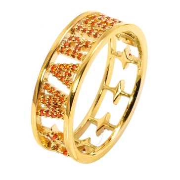 APM Monaco Ladies Gold/Orange Crystal Warning Ring, Size 52