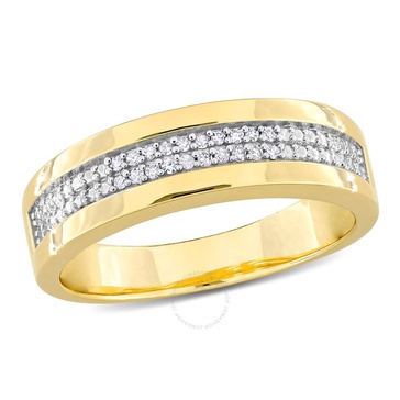 Amour 1/10ct TDW Diamond Men's Double Row Anniversary Band in Yellow Plated Sterling Silver