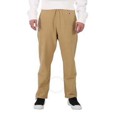 Champion Men's Beige Cotton Logo Long Sweatpants