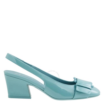 Salvatore Ferragamo Ladies Briget 55 Gancini Slingback Pumps In Tyrone Turquoise