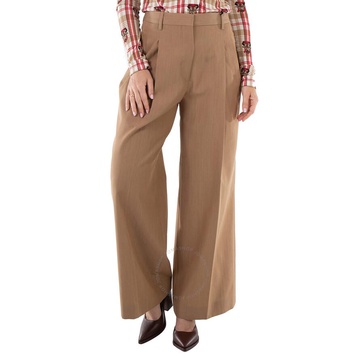 Burberry Ladies Camel Melange Madge Wool Twill Wide Pants