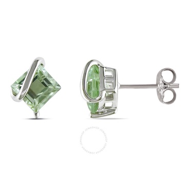 AMOUR 2 1/4CT TGW Green Quartz Stud Earrings In Sterling Silver