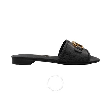 Salvatore Ferragamo Ladies Black Rhodes Gancini Slide Sandals