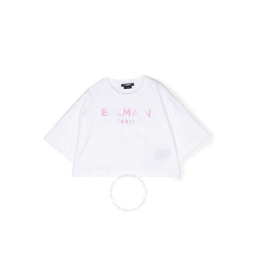 Balmain Kids Logo-Print Cropped T-Shirt