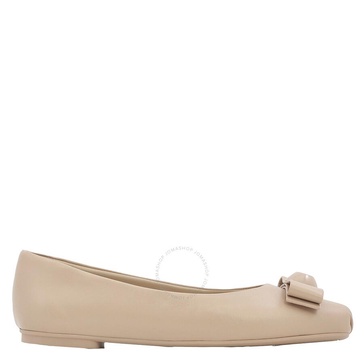 Salvatore Ferragamo Ladies Beige Leather Pina Vara Bowl Ballet Flats