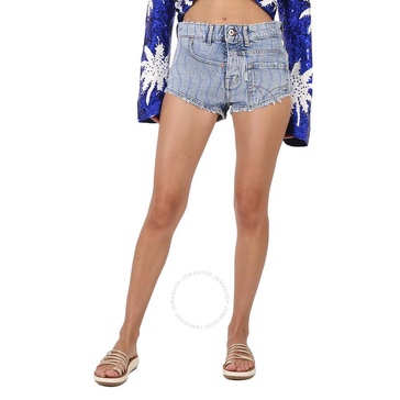 Filles A Papa Twisted Denim Shorts in Ocean Blue