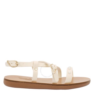 Ancient Greek Sandals Kids Off White Leather Soft Pearl Sandals