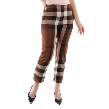 Burberry Ladies Dark Birch Brown Check Aimie Pant