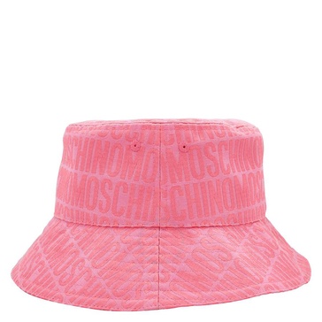 Moschino Pink Allover Monogram Logo Bucket Hat