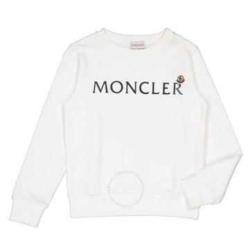 Moncler Girls White Logo-Print Cotton Sweatshirt