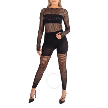 Philipp Plein Seamless Mesh Long-Sleeves Jumpsuit