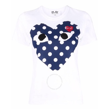 Cdg Play Polka Dot Heart Logo Printed T-Shirt