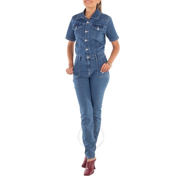 Philipp Plein Short Sleeve Denim Jumpsuit