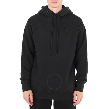 Moncler Black Garment Dye 1952 Logo Patch Cotton Hoodie