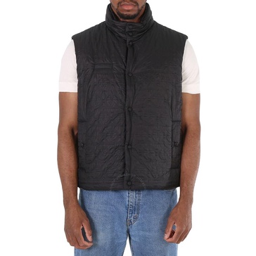 Salvatore Ferragamo Men's Black Gancini Logo Jacquard Nylon Vest