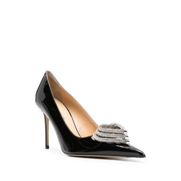 Mach & Mach Ladies Black Triple Heart 95mm Leather Pumps