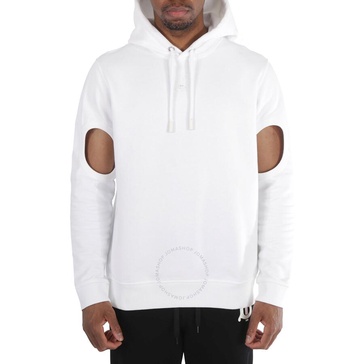 Burberry Optic White Globe Graphic Cut-Out Sleeve Hoodie