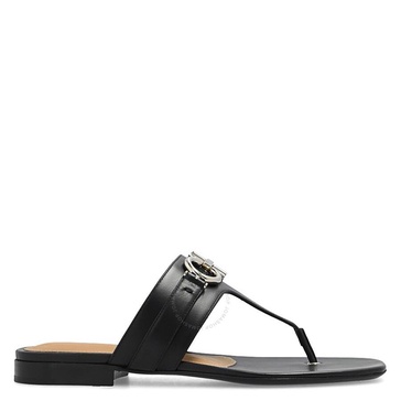 Salvatore Ferragamo Ladies Black Calfskin Riki Gancini Bit Thong Sandals