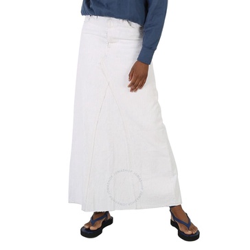 Maison Margiela Ladies White Crack High-Waisted Denim Maxi Skirt