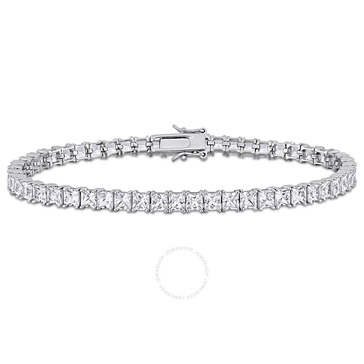 Amour 19 CT TGW Square Created White Sapphire Men's Tennis Bracelet in Sterling Silver