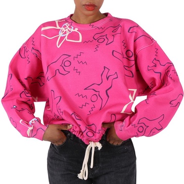 Isabel Marant Ladies Fuchsia Muza Printed Crew Neck Cotton Sweatshirt