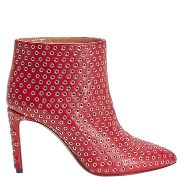 Alaia Ladies Red 90 Boot Allover Rivet Caf