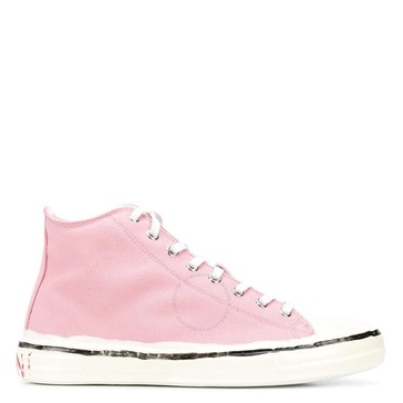 Marni Ladies Pink Cotton Canvas High-top Sneakers