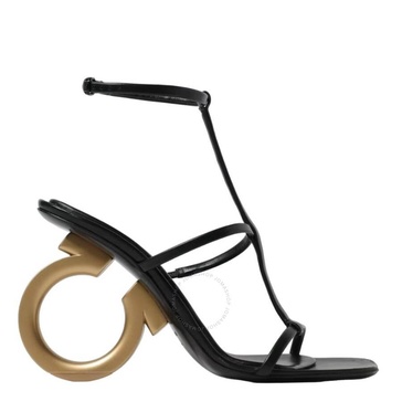 Ferragamo Ladies Black Nappa Elina Gancini Sandals