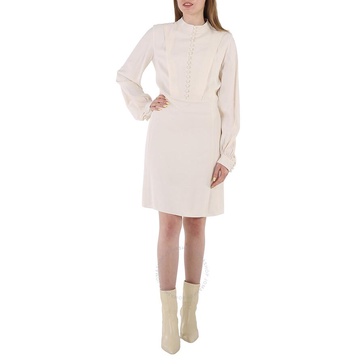 Chloe White Buttoned Long-sleeve Dress