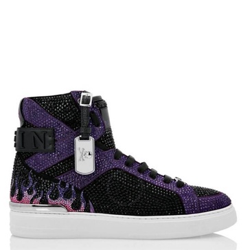 Philipp Plein Crystal Flame Money Beast Hi-Top Sneakers