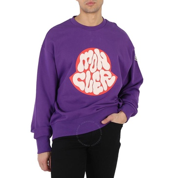 Moncler Men's Purple Graphic Logo Embroidered Sweatshirt