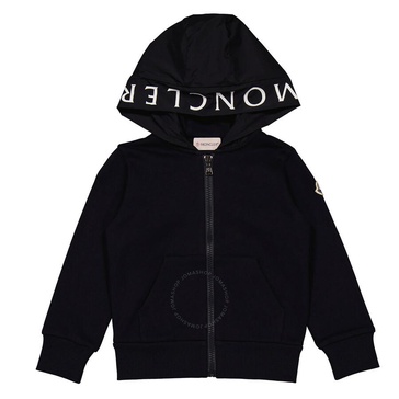 Moncler Boys Navy Logo-Trim Cotton Hoodie