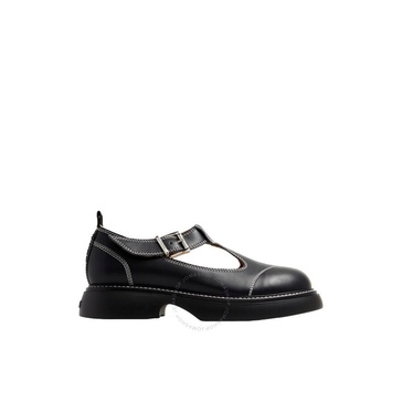 Ganni Ladies Black EVA Everyday Buckle Mary Jane Loafers