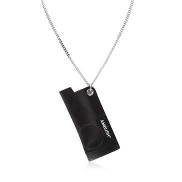 Ambush Men's Black Silver Leather Lighter Case Necklace